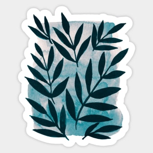 Black branches - blue and beige background Sticker